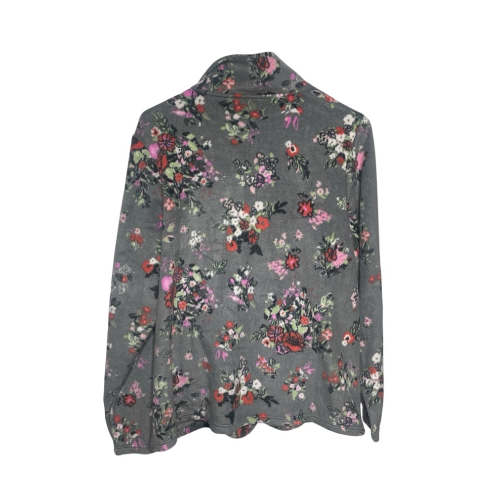 Vera Bradley Sporty Fleece Pullover Hope Blooms L Snap Up Gray Floral New - Picture 2 of 8